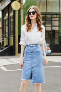 2020 여름 여성복 신상 텐셀 셔츠+불규칙 데님 스커트 패션 세트